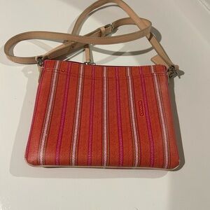 Coach Vibrant pink and orange Striped Crossbody Bag